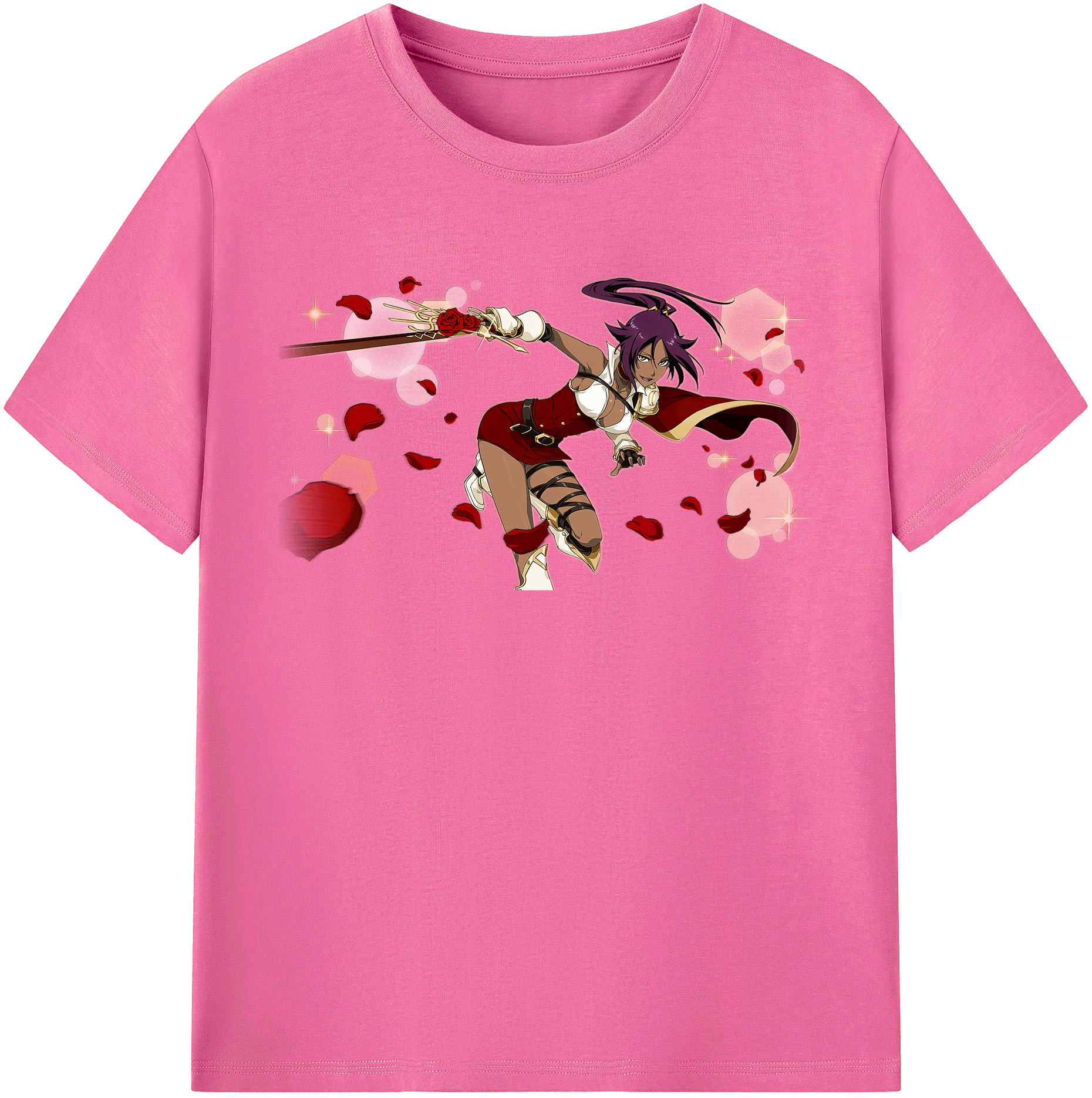 （画像用） ブリーチ 四楓院 夜一（しほういん よるいち） BLEACH Shihouin Yoruichi レディースカジュアルプリントTシャツ（綿100％）
